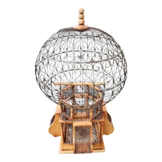 20th Century Victorian Style Wood and Iron "Balloon" Birdcage For Sale