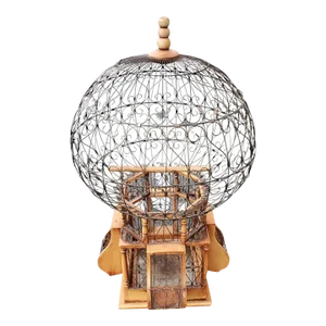 20th Century Victorian Style Wood and Iron "Balloon" Birdcage