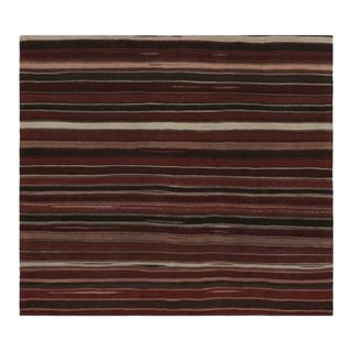 1950s Vintage Afghan Tribal Kilim With Red Black & White Stripes by Rug & Kilim - 5'10''x5'3'' For Sale