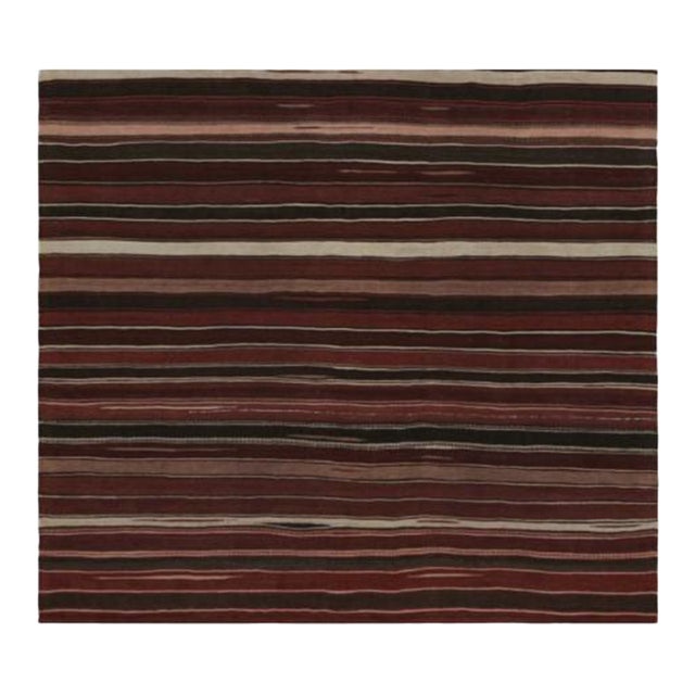 1950s Vintage Afghan Tribal Kilim With Red Black & White Stripes by Rug & Kilim - 5'10''x5'3'' For Sale