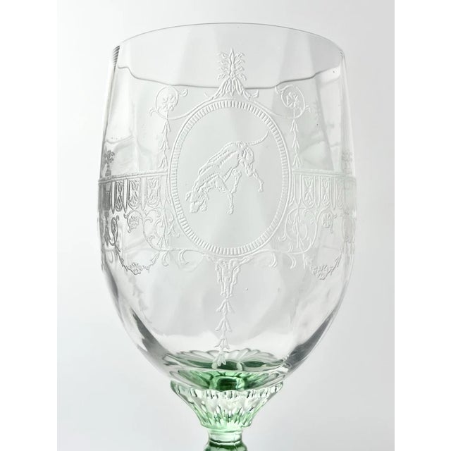 1920s Heisey “Diana Moongleam” Set of 3 Green Stem Water Glasses For Sale In Dallas - Image 6 of 6