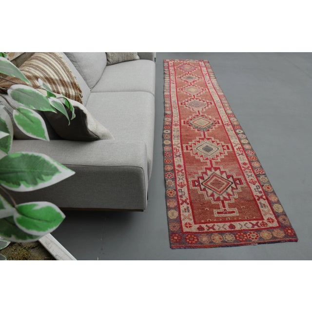 1970s Vintage Turkish Oushak Handmade Wool Cotton Pink Runner Rug For Sale - Image 4 of 11