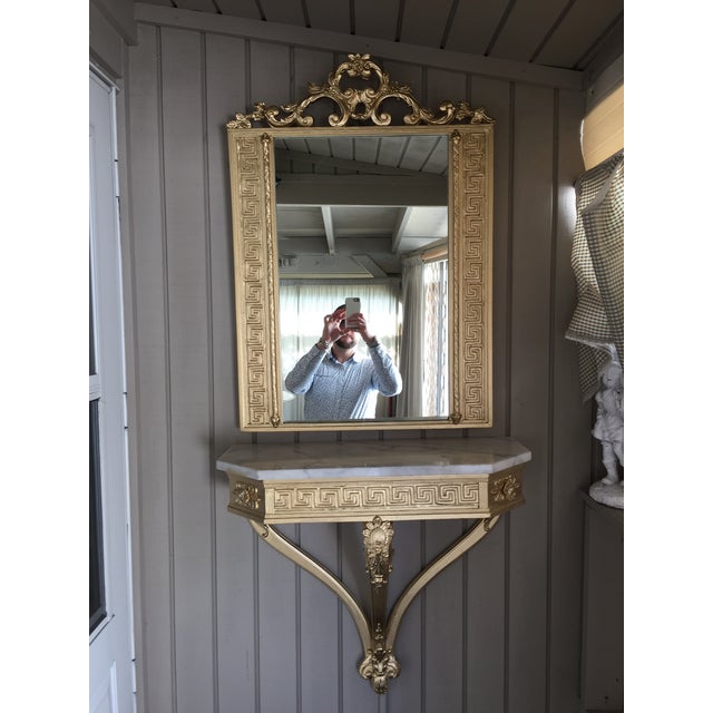 Antique Marble Top Console Table Shelf and Mirror Chairish