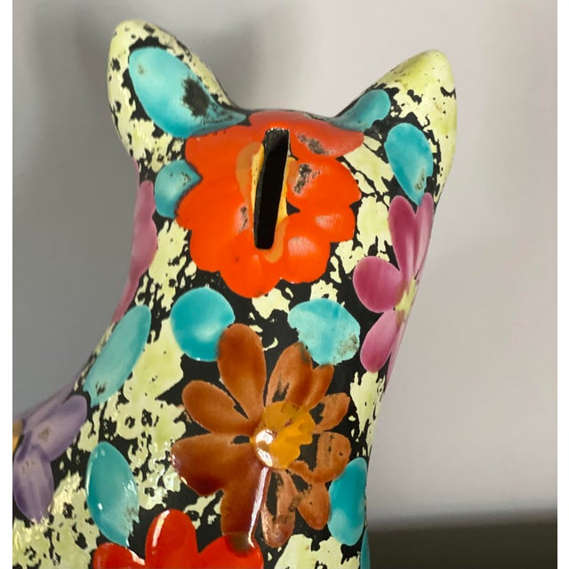 1960s Mid Century Alvino Bagni Large Flowered Cat Bank Figurine Italy Raymor For Sale In New Orleans - Image 6 of 7