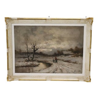 Winter Landscape, Oil Painting on Canvas, Early 20th Century, Framed For Sale