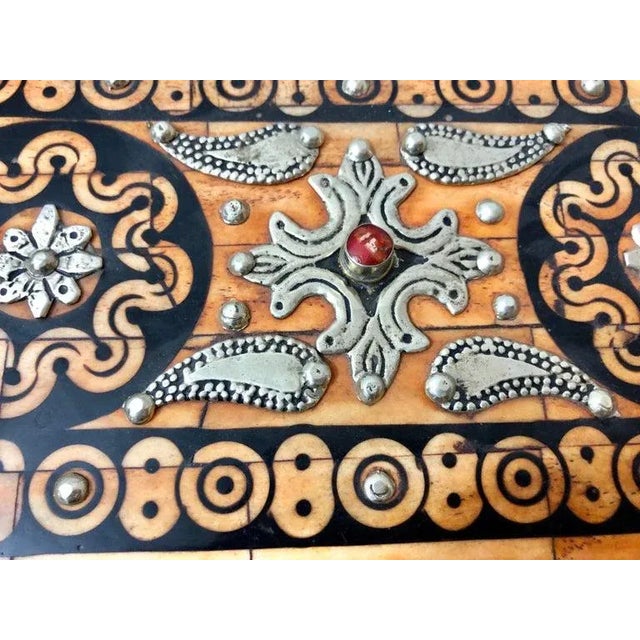 Tribal Orange Resin Jewelry Chest or Box With Brass Inlay For Sale - Image 4 of 11