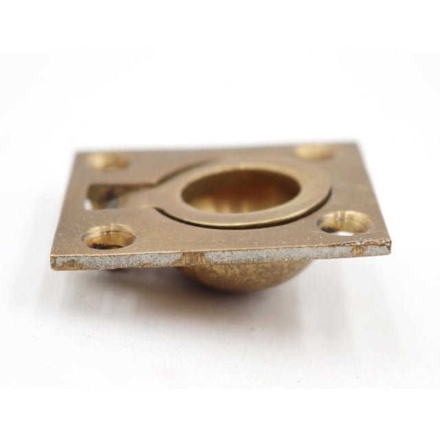 Recessed Brass Drawer Cabinet Flush Ring Pull For Sale - Image 4 of 5