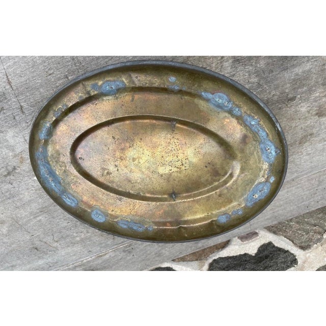 Brass Antique Brass Bed Warmer - Oval Primitive Foot Warmer For Sale - Image 8 of 9