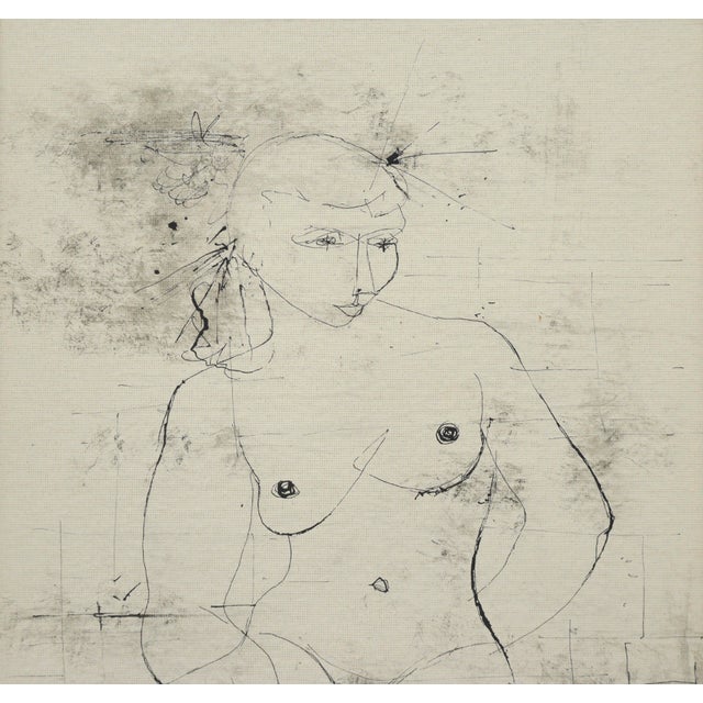 1940s George Giusti "Seated Nude" Mixed Media Drawing 1949 For Sale - Image 5 of 6