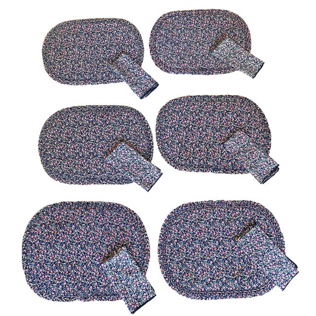 1990s Vintage Floral Laura Ashley-Style Cotton Cloth Placemats and Napkins - Set of 12 For Sale - Image 9 of 9
