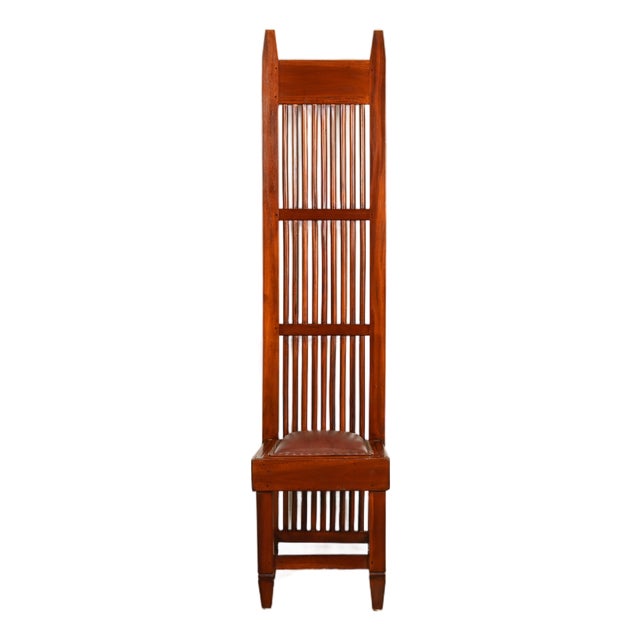 Frank Lloyd Wright Style Arts & Crafts Mahogany Monumental High Back Side Chair or Dining Chair For Sale