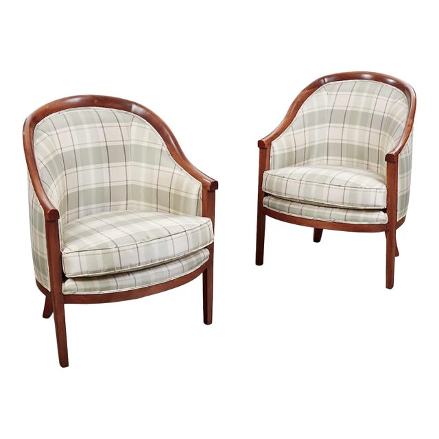 Pair Italian Neoclassical Tub or Barrel Back Bergeres, C. 1800 For Sale