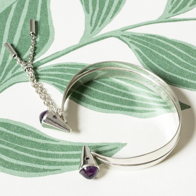Mid-Century Modern Silver and Amethyst Bracelet by Einari Ailio, 1961 For Sale - Image 3 of 7