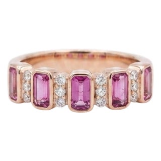 Natural 18k Gold Diamond and Ruby Halo Ring, New Design For Sale