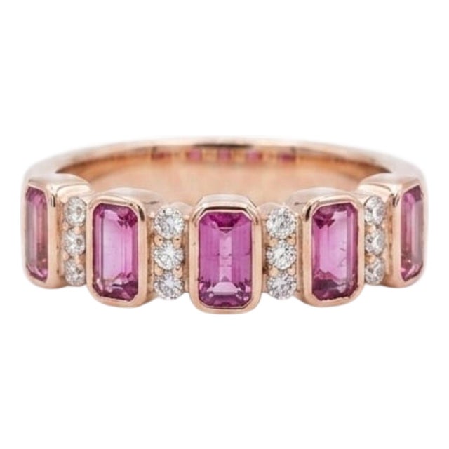 Natural 18k Gold Diamond and Ruby Halo Ring, New Design For Sale