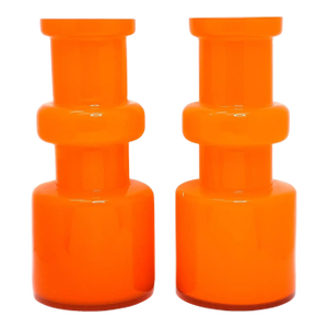 1960s Danish Tall Hooped Glass Vases by Michael Bang for Holmegaard- A Pair