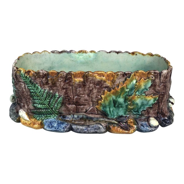 19th Century Majolica Palissy Jardiniere Thomas Sergent For Sale