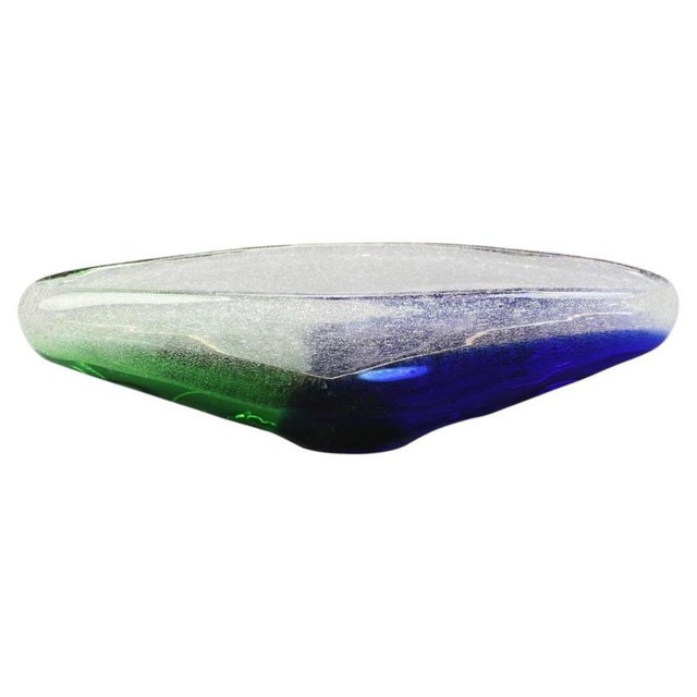 Mid-Century Czechoslovakian Novy Bor Blue and Green Art Glass Bowl, 1960s For Sale - Image 11 of 11
