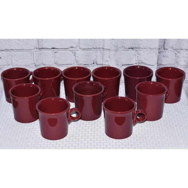 Ceramic HLC Fiesta Usa Homer Laughlin Cinnabar Maroon O Ring Handle Coffee Mug Usa 10oz For Sale - Image 7 of 10