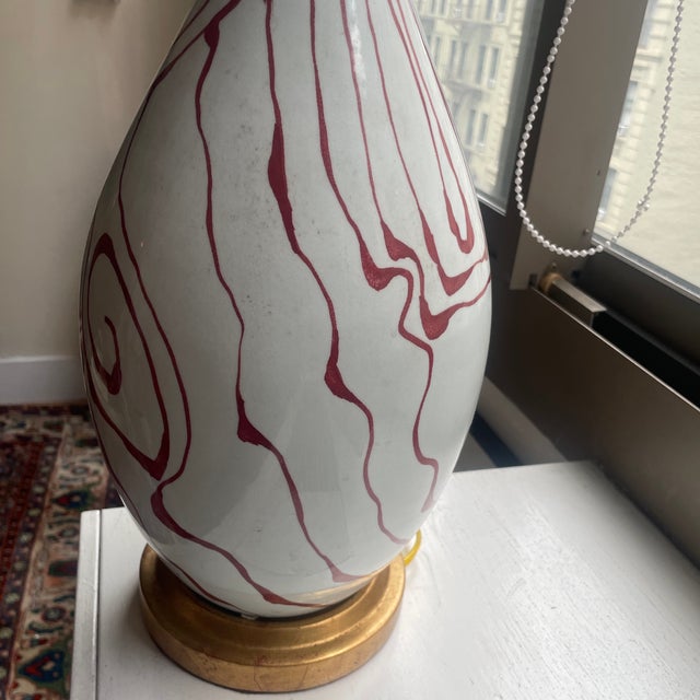 Bunny Williams Home Bunny Williams Red Marbleized Lamp For Sale - Image 4 of 9