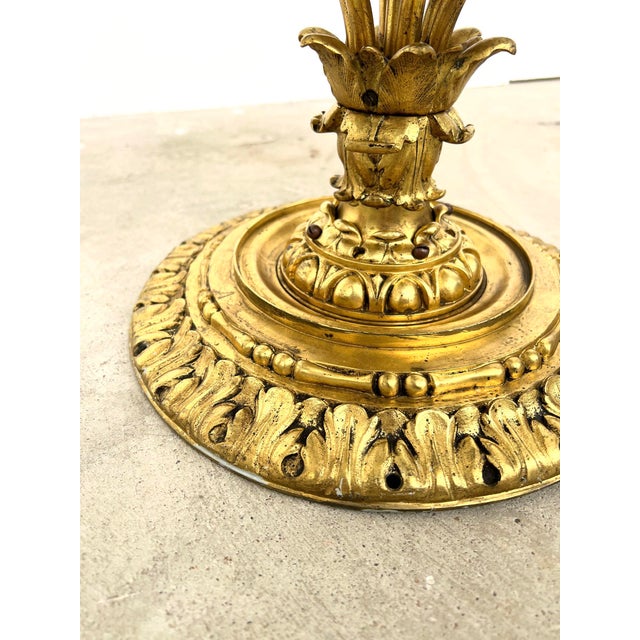 Gold Bronze Ceiling Light with Flower Bouquet Pendants, 1920s For Sale - Image 8 of 14