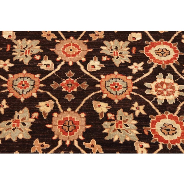 Textile Boho Chic Ziegler Brown Beige Hand-Knotted Wool Rug - 9'10'' X 13'10'' For Sale - Image 7 of 8