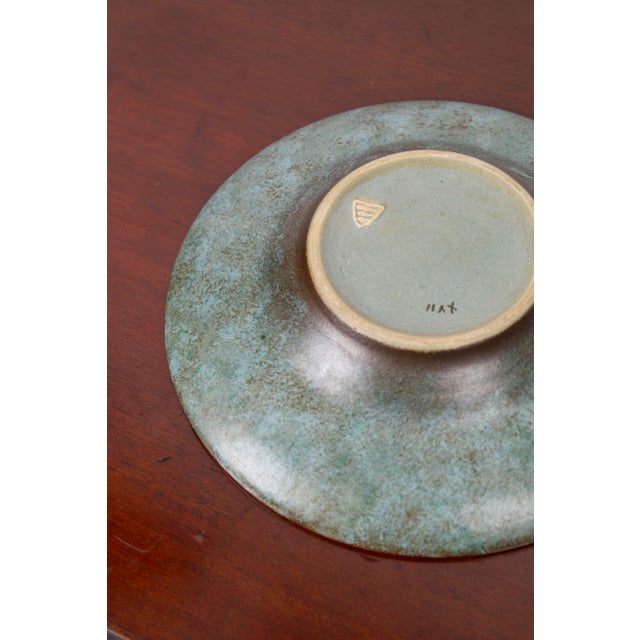 1940s Art Deco Plate in Blue and Orange Ceramic by Michael Andersen, Denmark, 1940s For Sale - Image 5 of 14