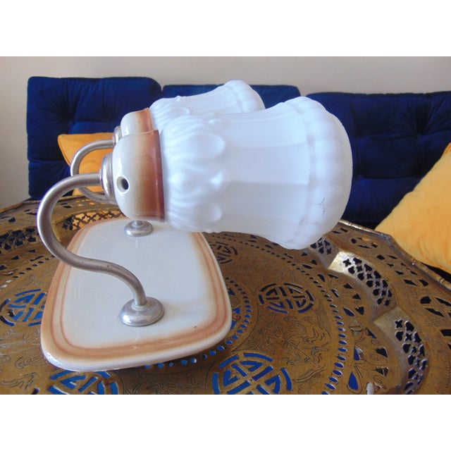 Mid-Century Modern Vintage Mirostowice Ceramic Double Wall Lamp, 1960s For Sale - Image 3 of 8