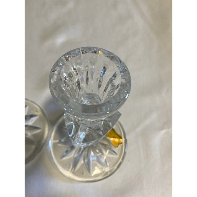 Glass Vintage Italian Hand Cut Crystal Candlesticks, a Pair For Sale - Image 7 of 8
