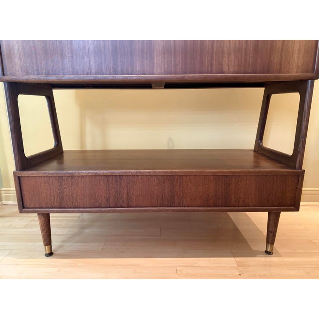 1960s Mid Century Drop Lid Secretariat/Writing Desk, Drawer, Bookshelf Unit For Sale - Image 10 of 12