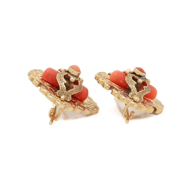 Antique Victorian 14k Gold & Red Coral Earrings For Sale - Image 12 of 14