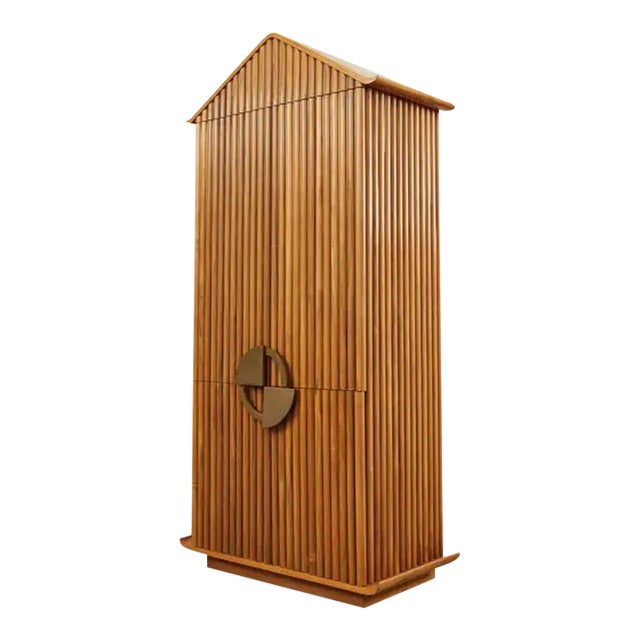 Midcentury Modern Hardwood Pagoda Form Dry Bar Cabinet For Sale