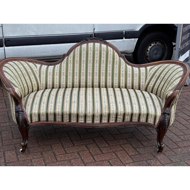 Victorian Walnut Framed Sofa with Cabriole Legs For Sale - Image 10 of 15
