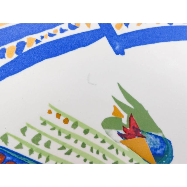 Blue Mid 20th Century Rosenthal Germany Gilbert Portanier Large Pottery Wall Centerpiece Bowl For Sale - Image 8 of 9