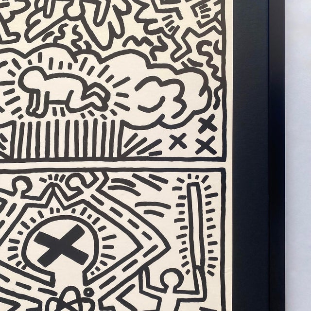 Keith Haring Vintage 1982 Lithograph Print " Nuclear Disarmament " Framed Pop Art Poster For Sale - Image 11 of 15