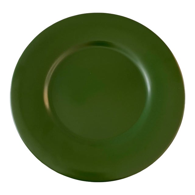 Set of 5 Gien France Green Charger Plates For Sale