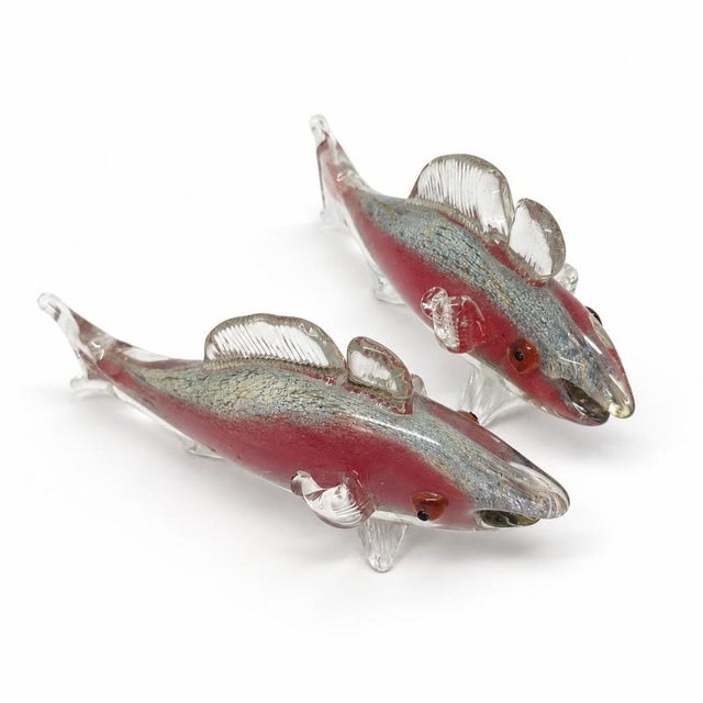 Pair of Fish in Artistic Blown Glass - Murano, Italy - circa 1960. Object: Pair of decorative sculptures. Representation:...