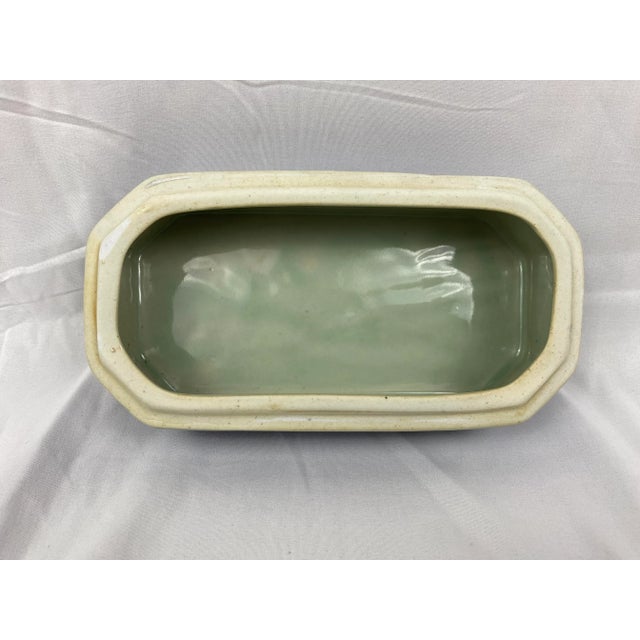 Mid 20th Century Vintage Blue & Celadon Earthenware Pottery Covered Box For Sale - Image 5 of 7