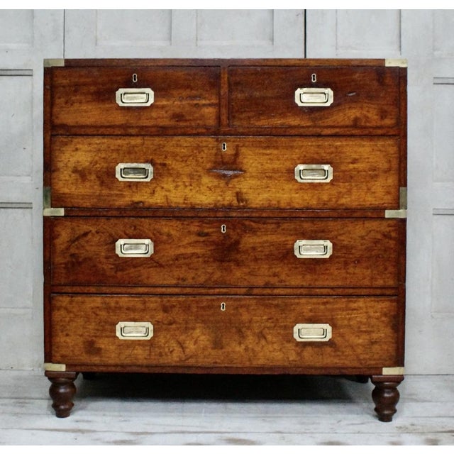 Antique Campaign Teak Chest from S.W Silver & Co, 1860s For Sale - Image 3 of 14