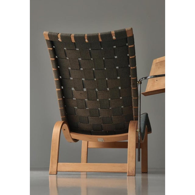 1930s Early No. 36 Chaise Longue in Blue Webbing and Beech attributed to Bruno Mathsson, 1939 For Sale - Image 5 of 18