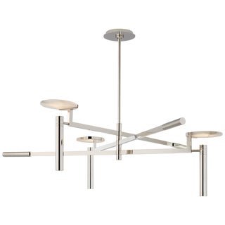 Kelly Wearstler for Visual Comfort Signature Melange Large Floating Disc Chandelier in Polished Nickel with Alabaster For Sale