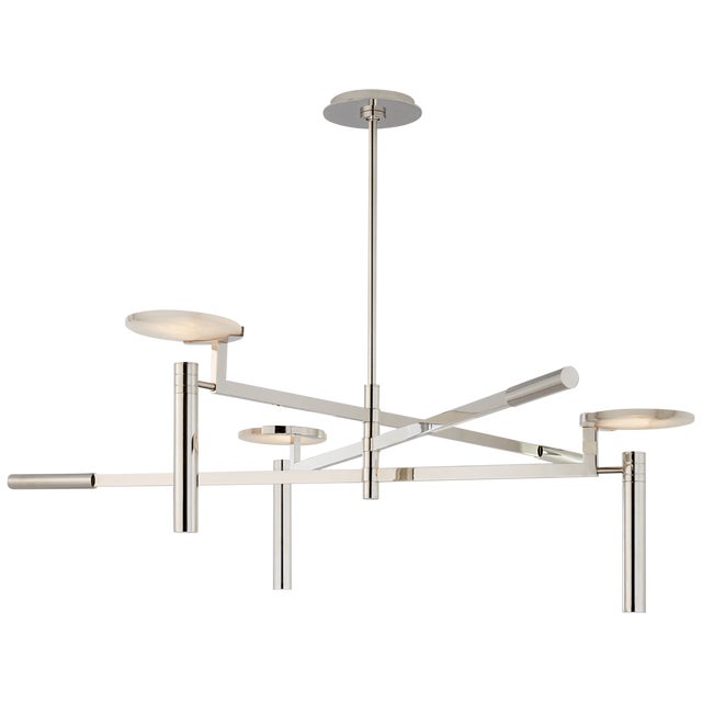 Kelly Wearstler for Visual Comfort Signature Melange Large Floating Disc Chandelier in Polished Nickel with Alabaster For Sale