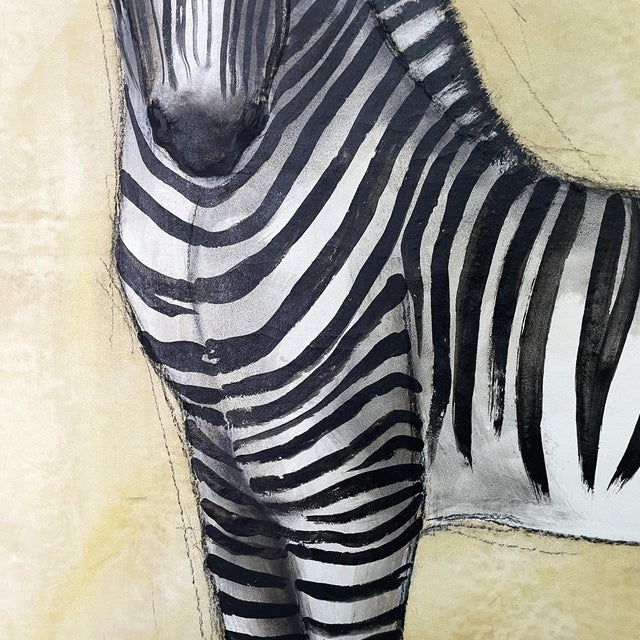 1930s Etiennette Johan, Zebra, 1930s, Mixed Media on Canvas For Sale - Image 5 of 9