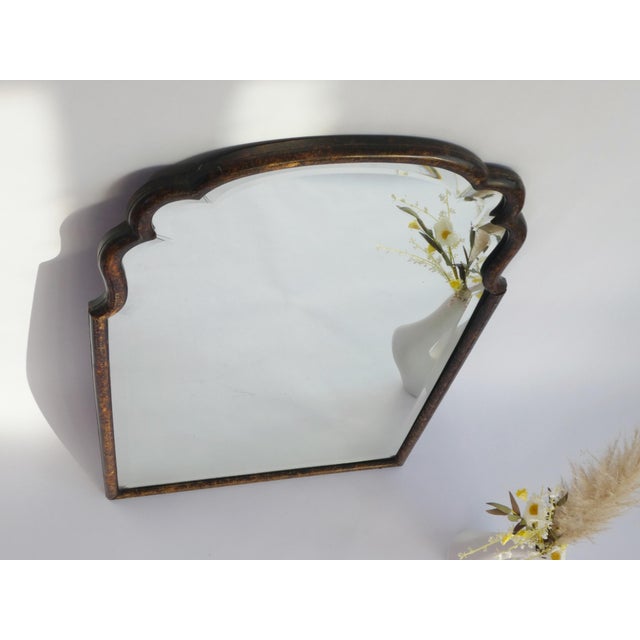 Large Antique Dutch Wall Mirror with Scalloped Mahogany Frame and Beveled Glass, 1890s For Sale - Image 5 of 14