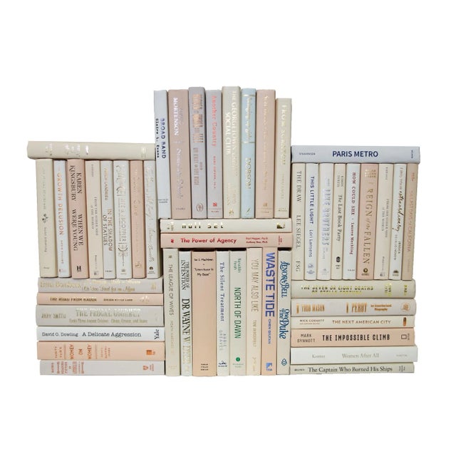 Modern Decorative Books - Beach Book Wall - Set of 50 Beige Books For Sale - Image 3 of 3