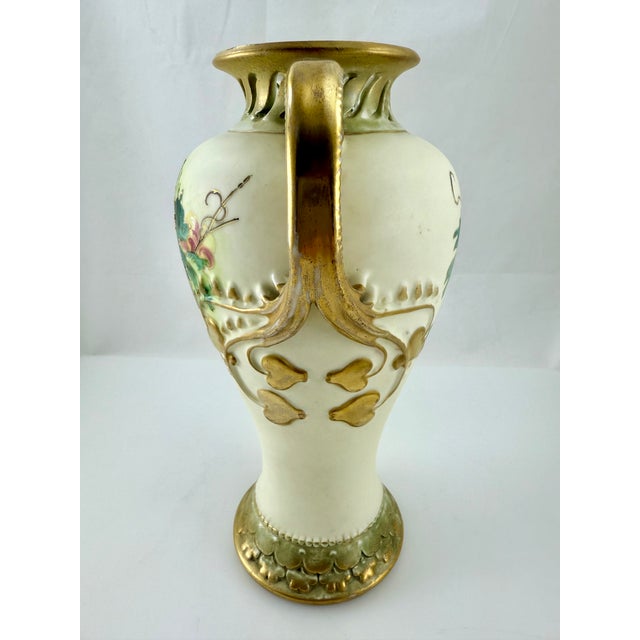 Antique RStK Turn Templitz Bohemia Hand Painted Austrian Amphora Double Handle Vase For Sale In New York - Image 6 of 8