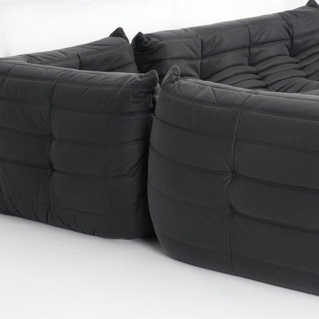 Ligne Roset Authentic Ligne Roset Togo 5-Piece Sectional Set in Monolith Black Leather For Sale - Image 4 of 18