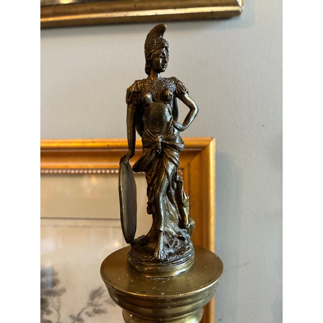 Pair of Grand Tour Marble Column Statues With Neoclassical Figures, Late 1800’s For Sale In Minneapolis - Image 6 of 11