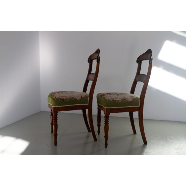 Danish Art Nouveau Chairs with Floral Needlepoint Seats, 1900s, Set of 2 For Sale - Image 10 of 18