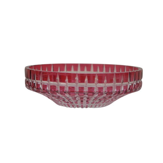 Antique American brilliant period cut glass ruby red / cranberry cut-to-clear Renaissance bowl or compote. Dimensions:...
